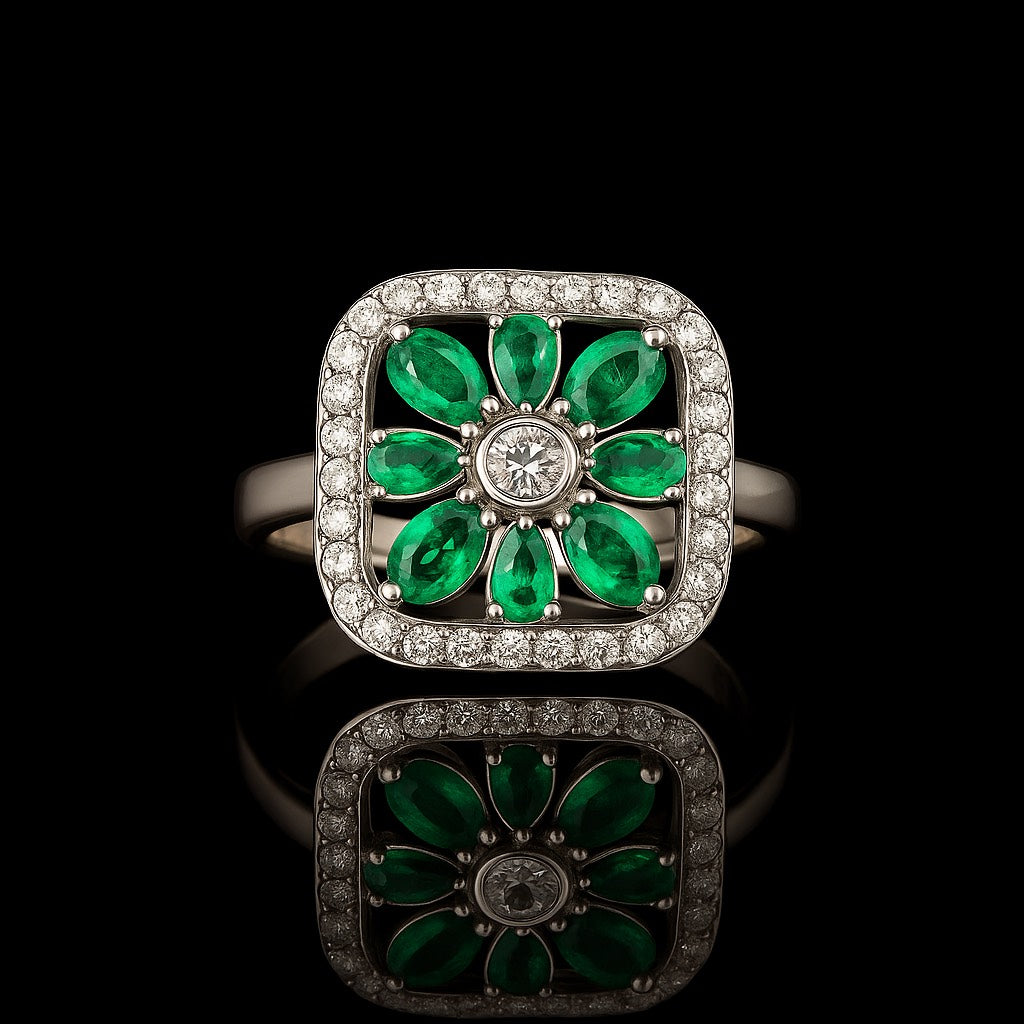 Rasvi Floral Silver Ring – Elegant Luxury Jewelry