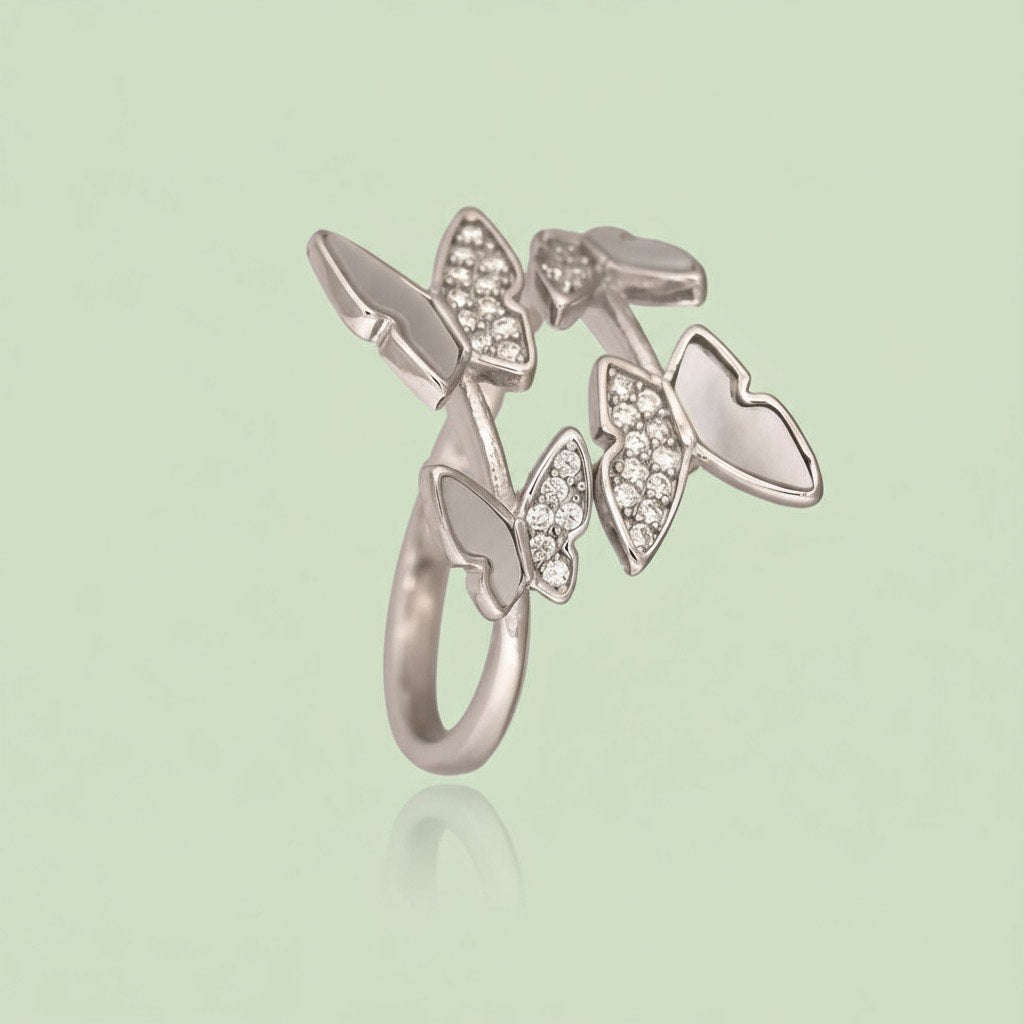 Rasvi Silver Butterfly Ring – Elegant Designer Statement Jewelry