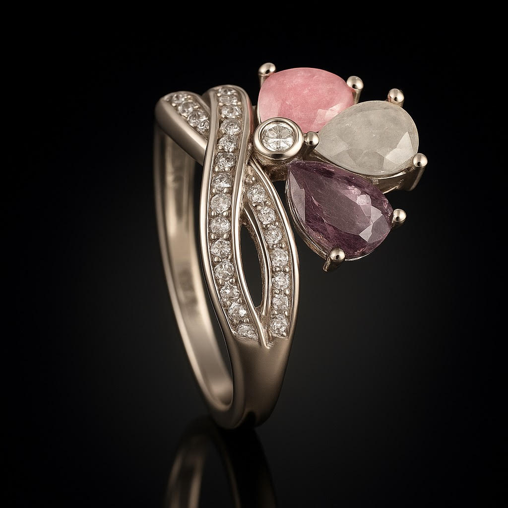 925 Silver Multicolor Gemstone Ring