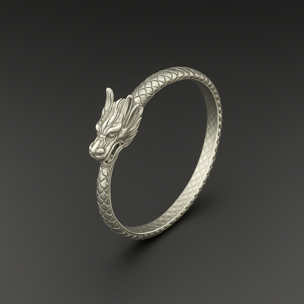 999 Pure Silver Dragon Head Bangle | Handcrafted Statement Bracelet for Men & Women | Symbol of Strength & Power | Rasvi Jewels