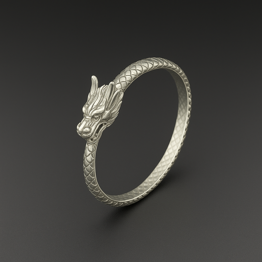 999 Pure Silver Dragon Head Bangle | Handcrafted Statement Bracelet for Men & Women | Symbol of Strength & Power | Rasvi Jewels