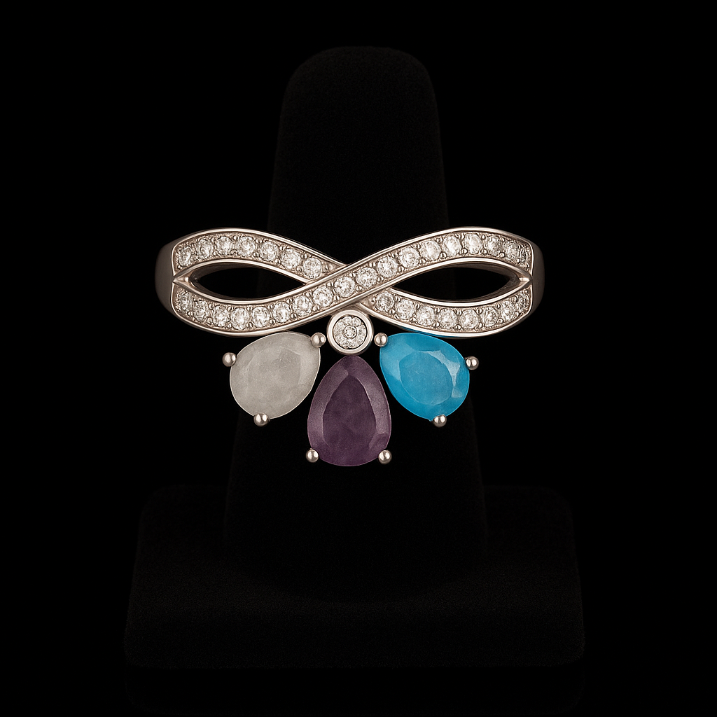 925 Silver Infinity Gemstone Ring – A Gift of Forever Bonds | Rasvi Jewels