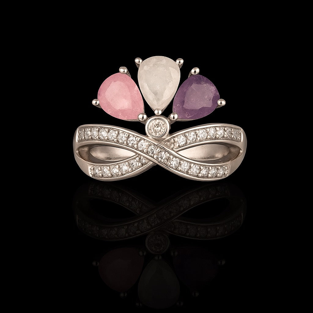 925 Silver Multicolor Gemstone Ring