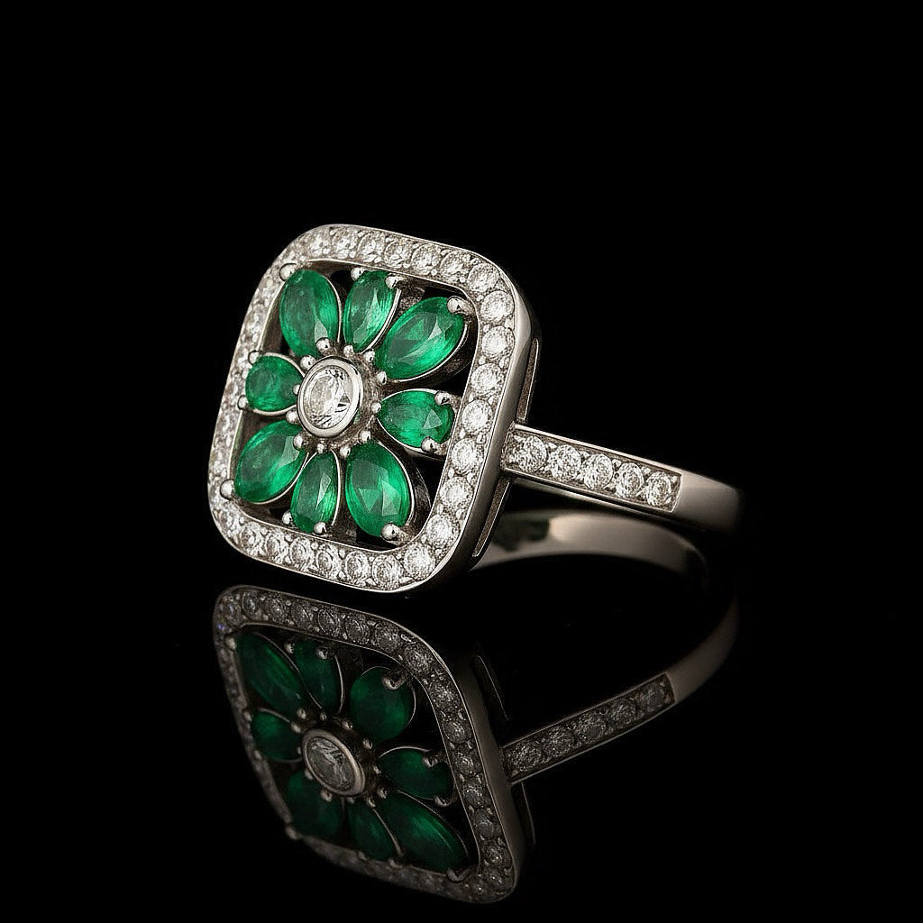 Rasvi Floral Silver Ring – Elegant Luxury Jewelry