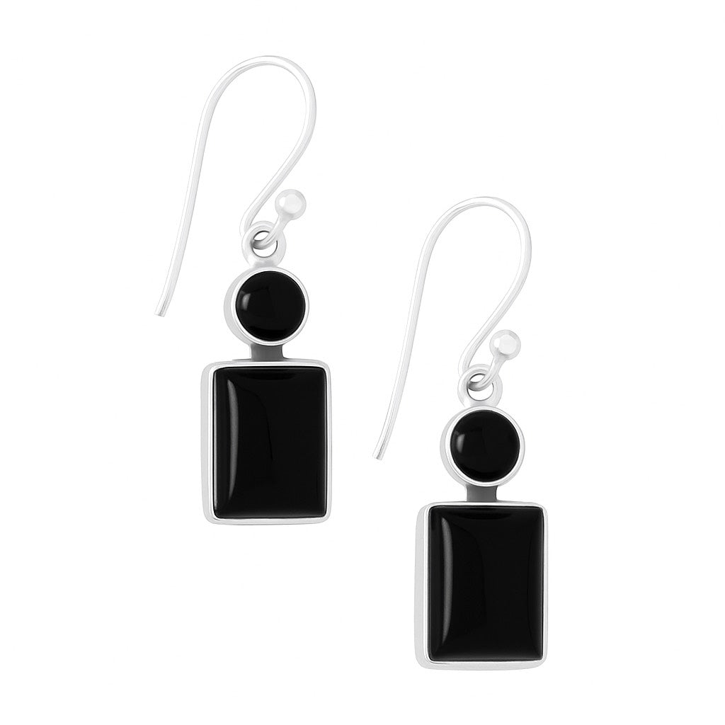 925 Sterling Silver Dangle Earrings with Black Onyx | Elegant Drop Earrings