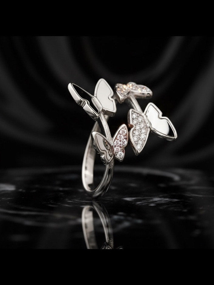 Rasvi Silver Butterfly Ring – Elegant Designer Statement Jewelry