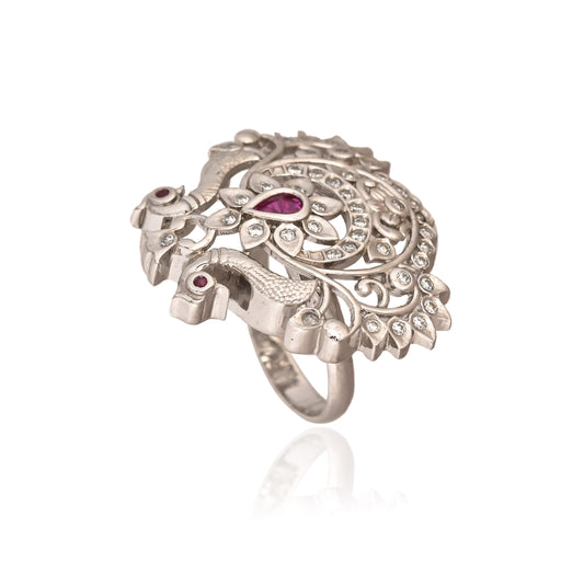 925 Silver Peacock Ring