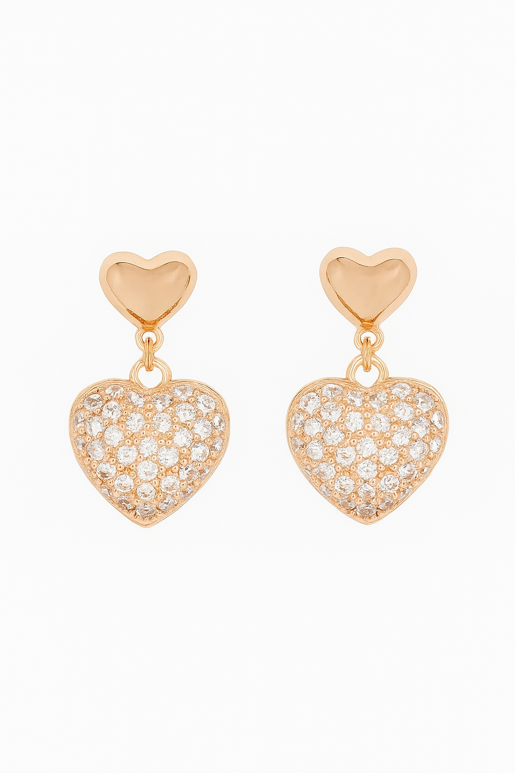 One of a Kind 925 Silver Rose Gold Heart Earrings | Single Exclusive Piece