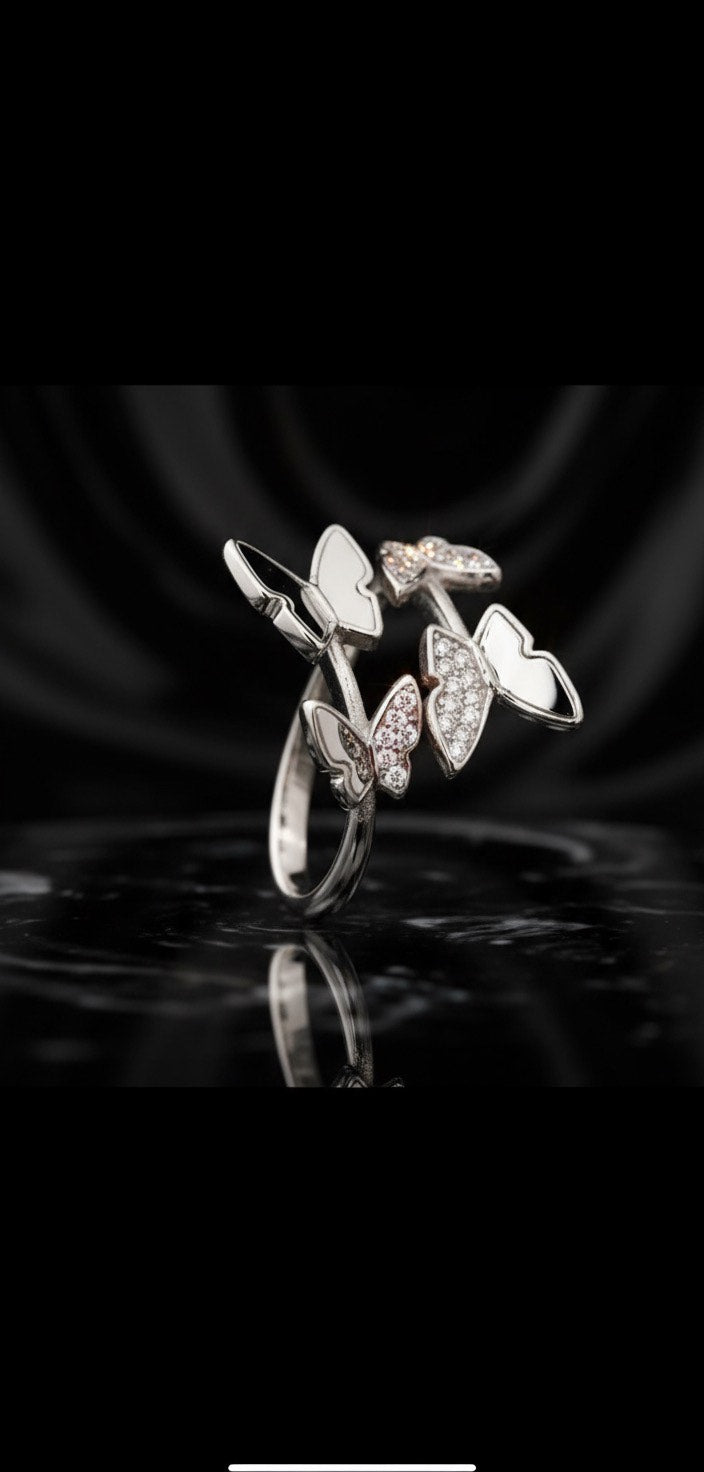 Rasvi Silver Butterfly Ring – Elegant Designer Statement Jewelry