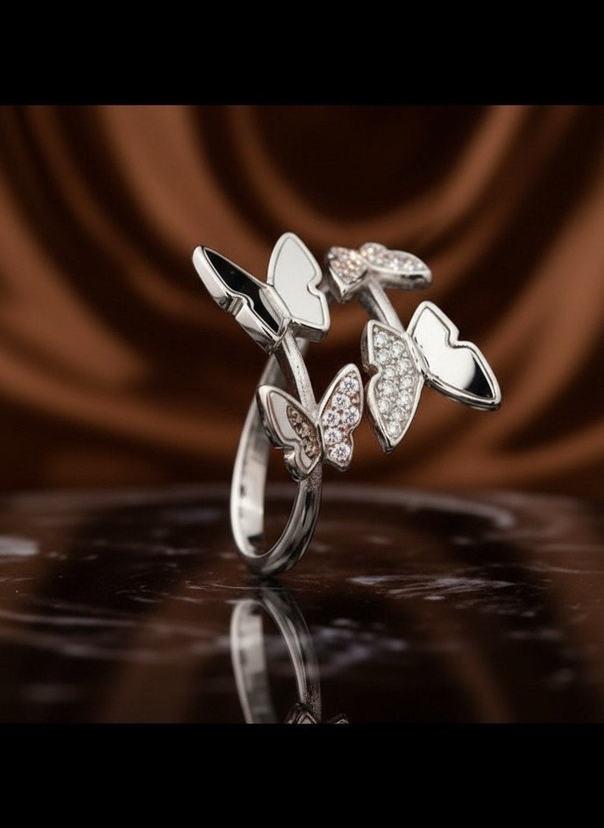 Rasvi Silver Butterfly Ring – Elegant Designer Statement Jewelry