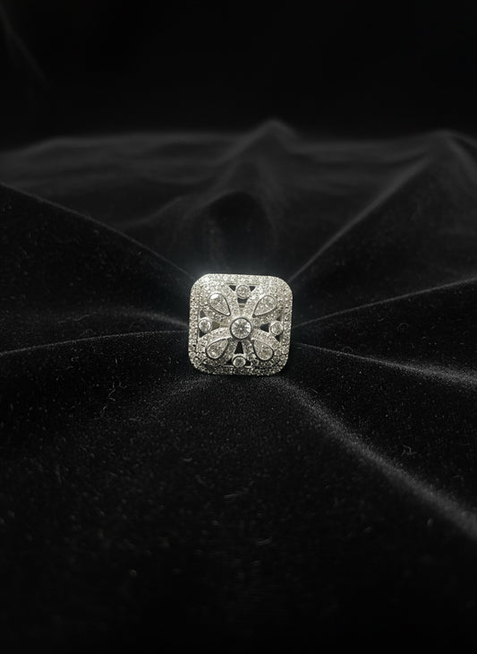 925 Silver Floral Multicolor Zircon Ring | Statement Cocktail Ring