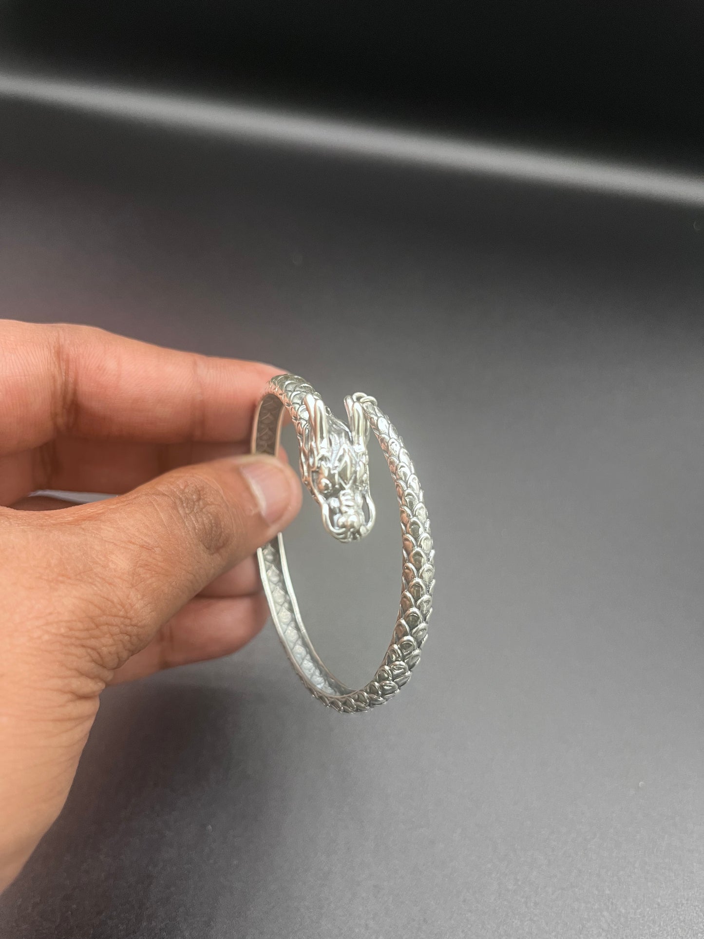 999 Pure Silver Dragon Head Bangle | Handcrafted Statement Bracelet for Men & Women | Symbol of Strength & Power | Rasvi Jewels