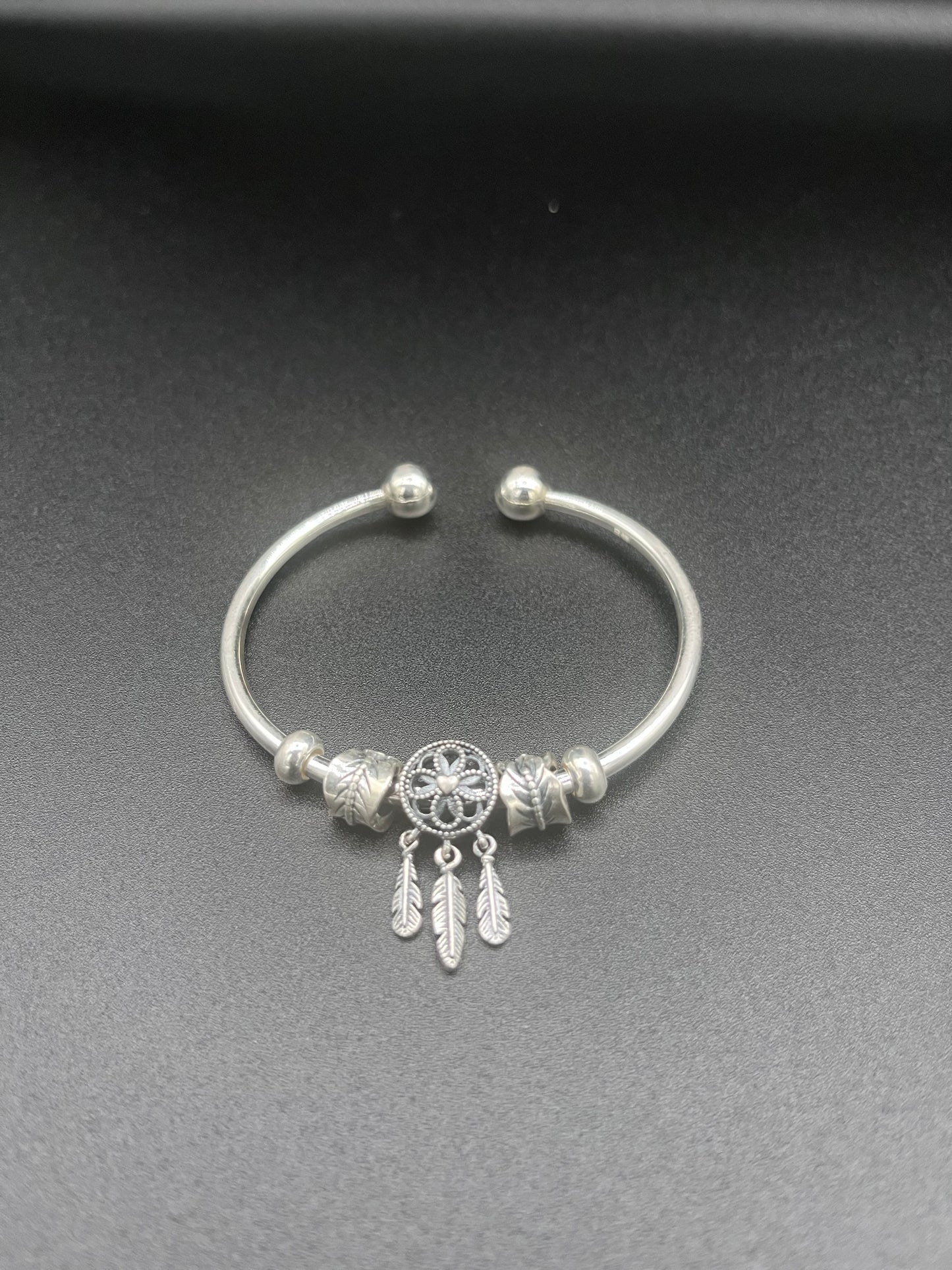 999 Silver Dreamcatcher Feather Charm Bracelet – Rasvi Jewels