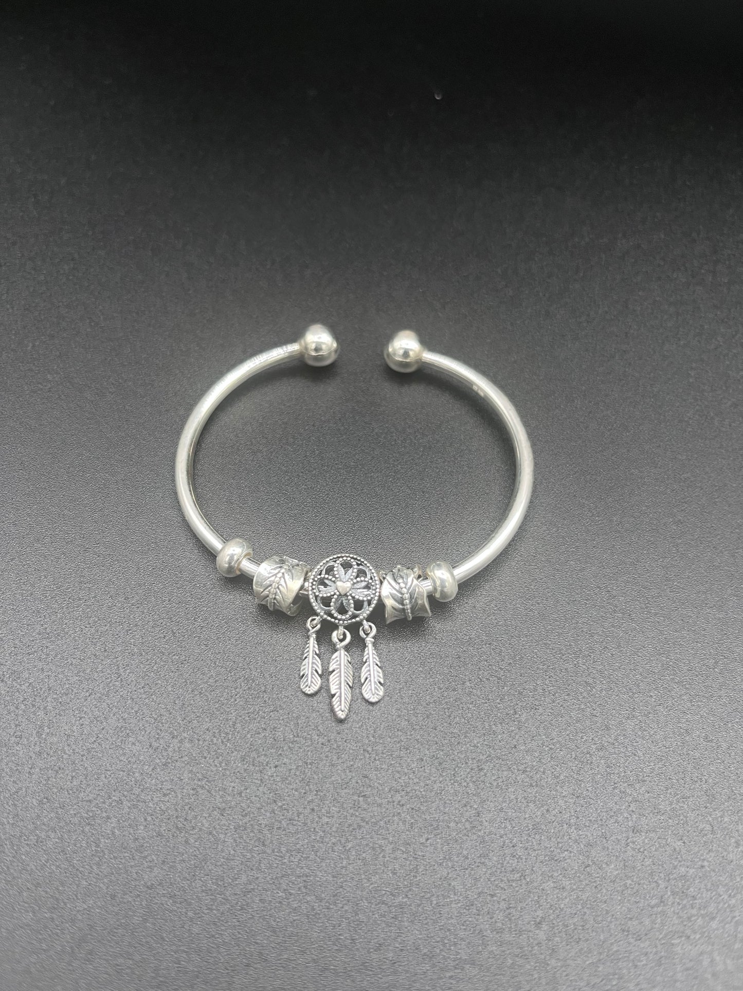 999 Silver Dreamcatcher Feather Charm Bracelet – Rasvi Jewels