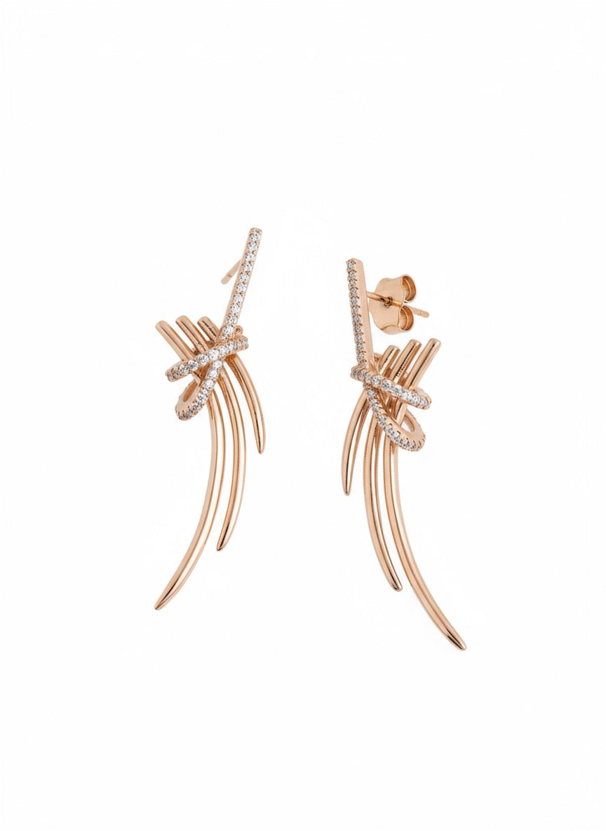 925 Silver Curve Knot Earrings – One of a Kind Modern Design