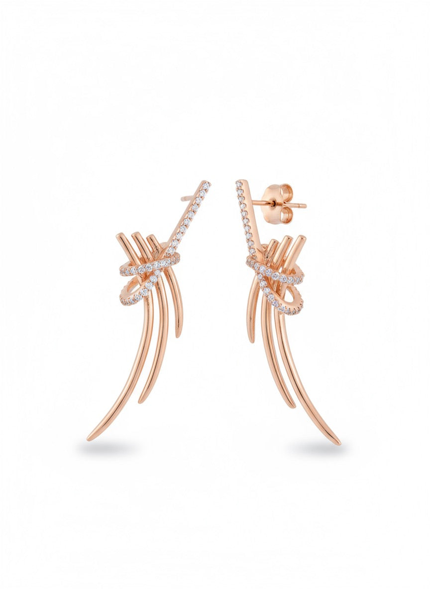 925 Silver Curve Knot Earrings – One of a Kind Modern Design