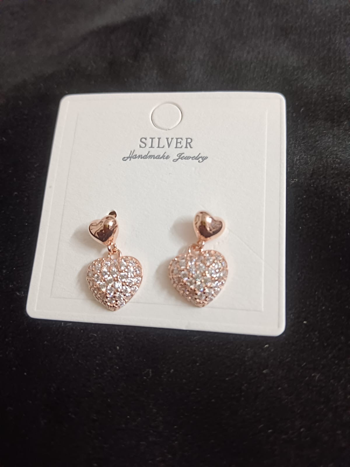 One of a Kind 925 Silver Rose Gold Heart Earrings | Single Exclusive Piece